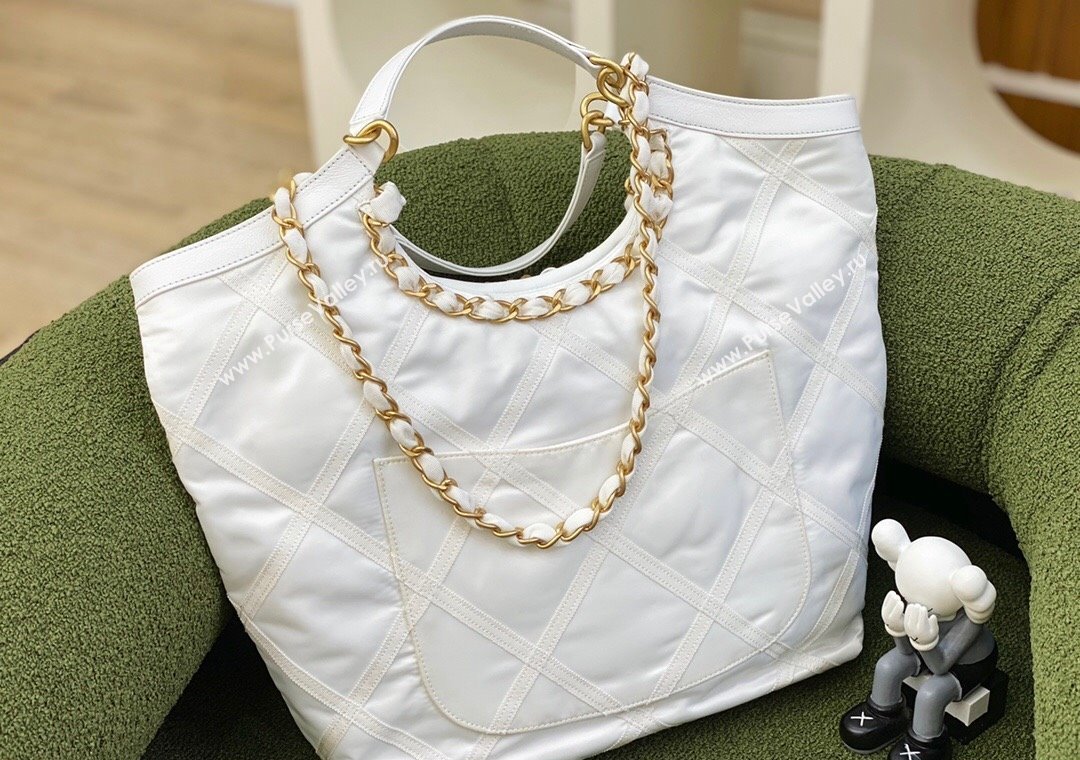 Chanel Maxi Nylon Shopping Tote Bag White 2023 (jiyuan-23111613)