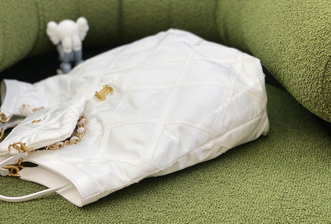 Chanel Maxi Nylon Shopping Tote Bag White 2023 (jiyuan-23111613)