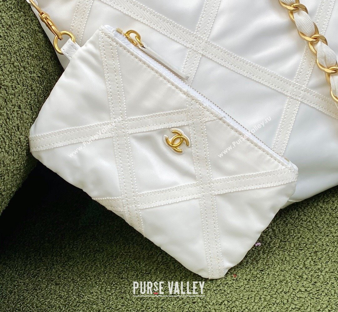 Chanel Maxi Nylon Shopping Tote Bag White 2023 (jiyuan-23111613)