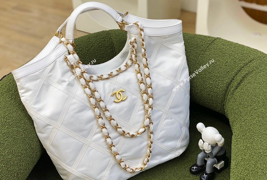 Chanel Maxi Nylon Shopping Tote Bag White 2023 (jiyuan-23111613)