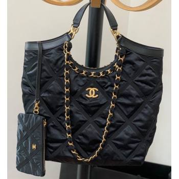 Chanel Maxi Nylon Shopping Tote Bag Black 2023 (jiyuan-23111612)