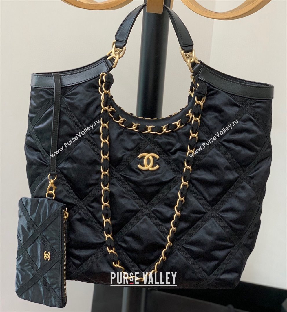 Chanel Maxi Nylon Shopping Tote Bag Black 2023 (jiyuan-23111612)