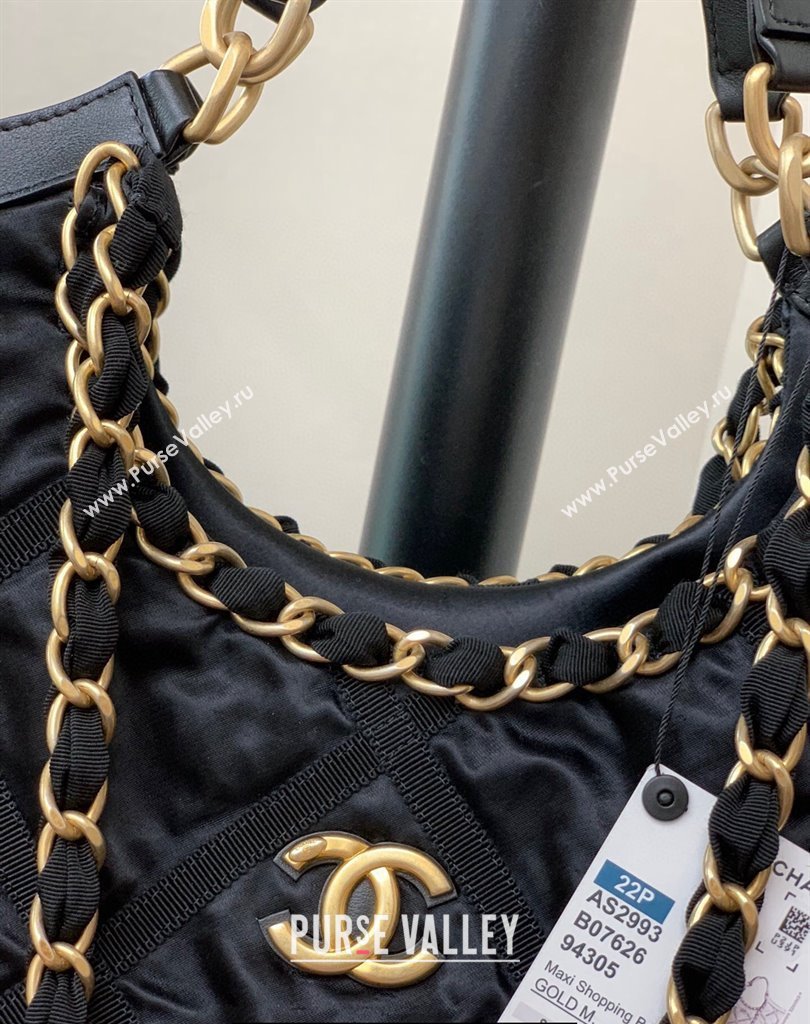 Chanel Maxi Nylon Shopping Tote Bag Black 2023 (jiyuan-23111612)