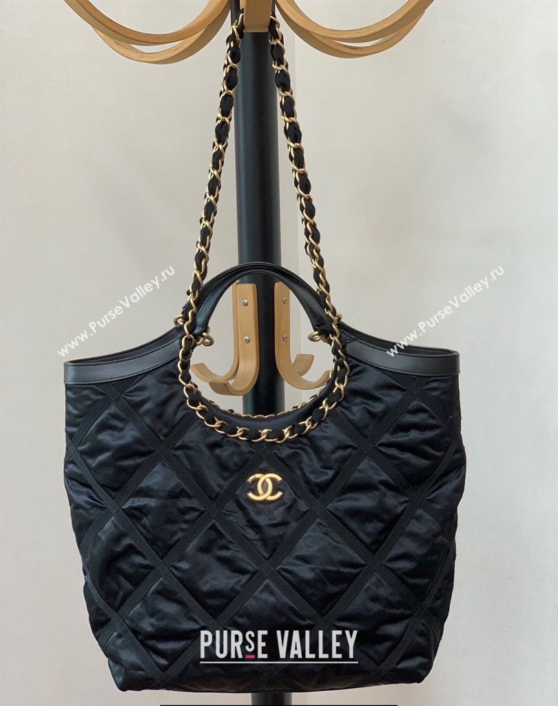 Chanel Maxi Nylon Shopping Tote Bag Black 2023 (jiyuan-23111612)