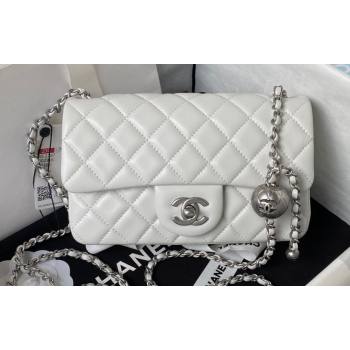 Chanel Pearl on Chain Classic Flap Bag AS1787 White/Silver 2023 (jiyuan-23111712)