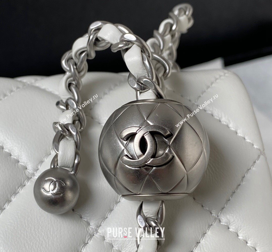 Chanel Pearl on Chain Classic Flap Bag AS1787 White/Silver 2023 (jiyuan-23111712)