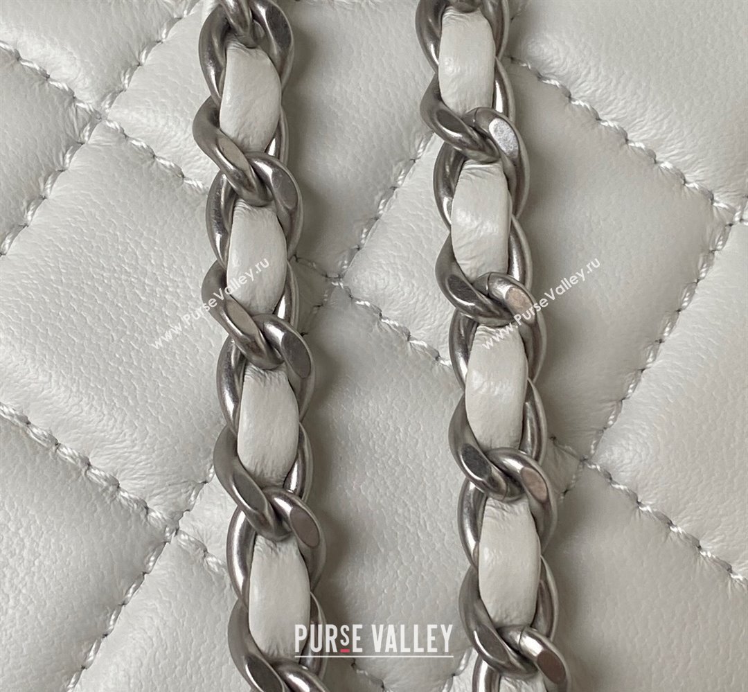 Chanel Pearl on Chain Classic Flap Bag AS1787 White/Silver 2023 (jiyuan-23111712)