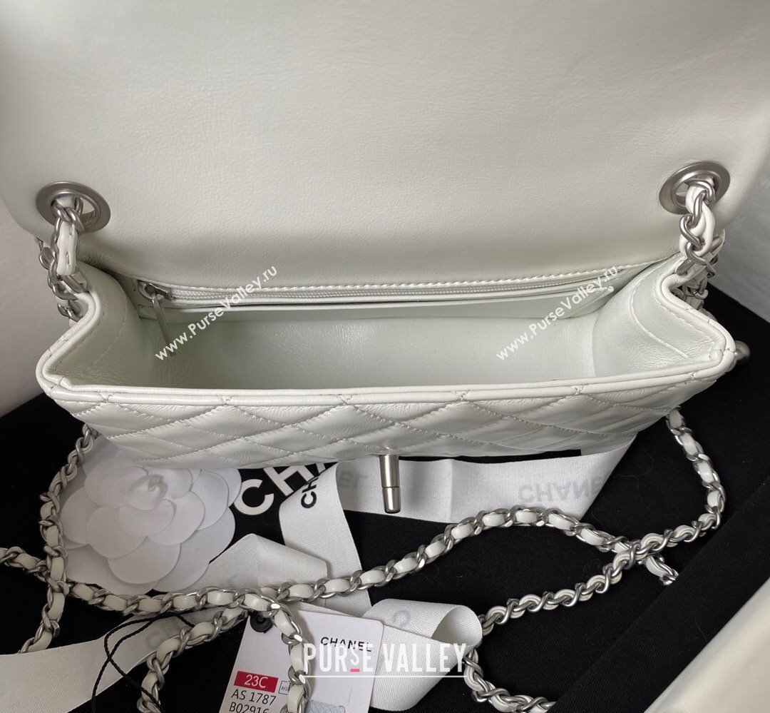 Chanel Pearl on Chain Classic Flap Bag AS1787 White/Silver 2023 (jiyuan-23111712)