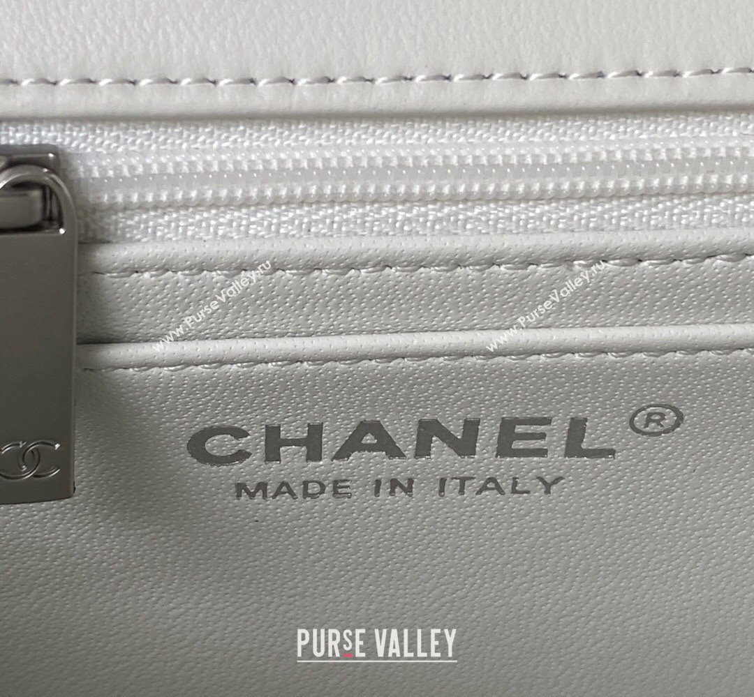 Chanel Pearl on Chain Classic Flap Bag AS1787 White/Silver 2023 (jiyuan-23111712)