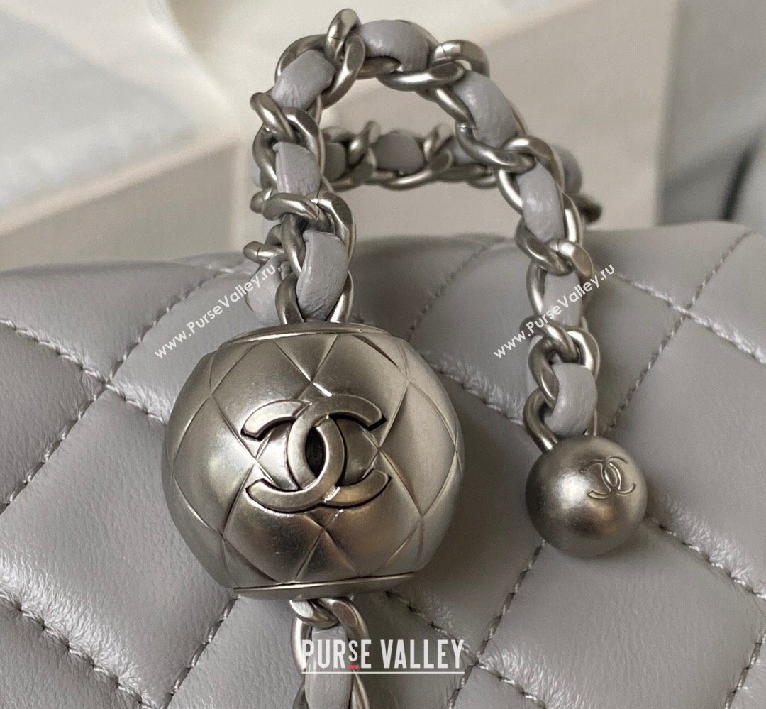 Chanel Pearl on Chain Classic Flap Bag AS1787 Gray/Silver 2023 (jiyuan-23111714)