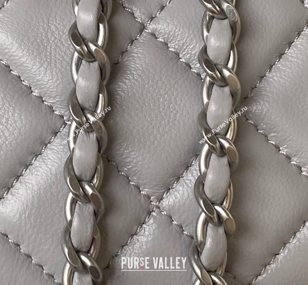 Chanel Pearl on Chain Classic Flap Bag AS1787 Gray/Silver 2023 (jiyuan-23111714)