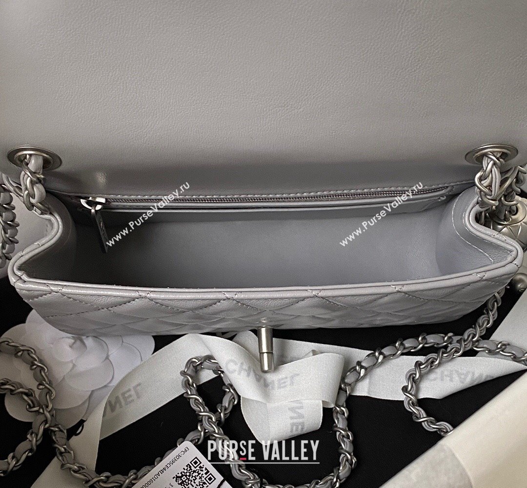 Chanel Pearl on Chain Classic Flap Bag AS1787 Gray/Silver 2023 (jiyuan-23111714)