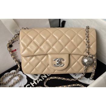 Chanel Pearl on Chain Classic Flap Bag AS1787 Beige/Silver 2023 (jiyuan-23111713)