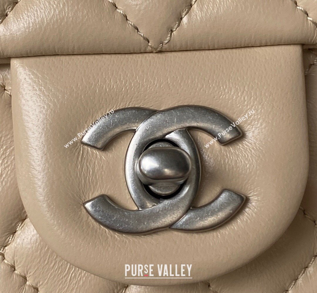 Chanel Pearl on Chain Classic Flap Bag AS1787 Beige/Silver 2023 (jiyuan-23111713)