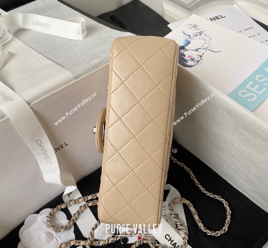 Chanel Pearl on Chain Classic Flap Bag AS1787 Beige/Silver 2023 (jiyuan-23111713)
