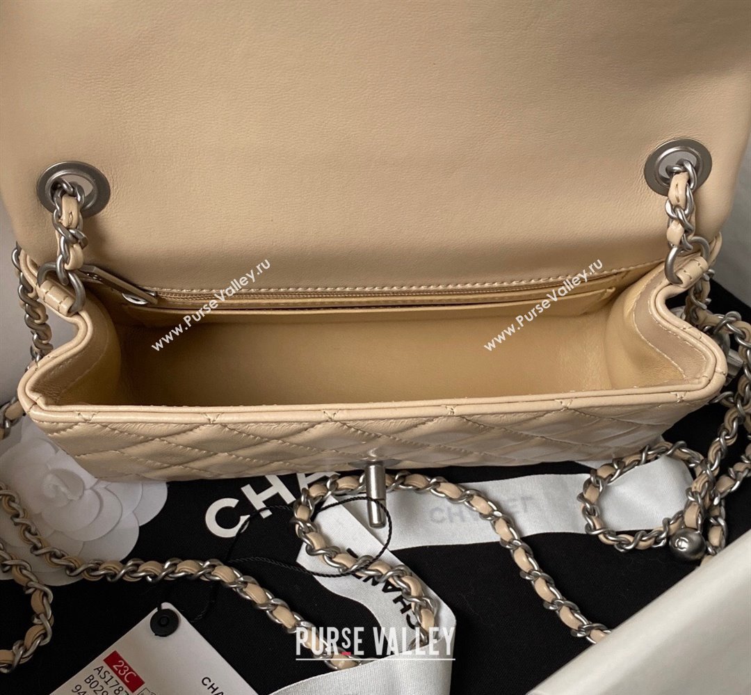 Chanel Pearl on Chain Classic Flap Bag AS1787 Beige/Silver 2023 (jiyuan-23111713)