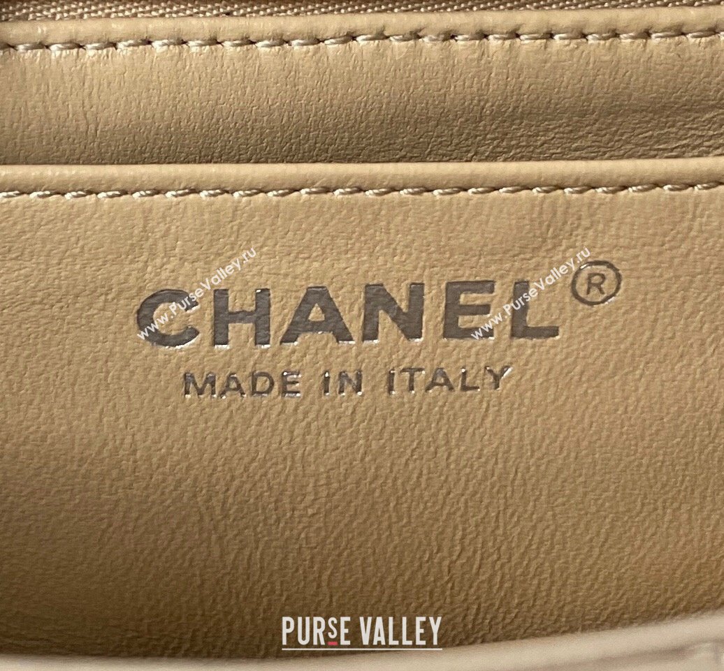 Chanel Pearl on Chain Classic Flap Bag AS1787 Beige/Silver 2023 (jiyuan-23111713)