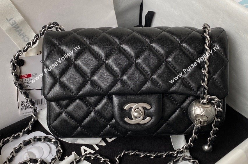 Chanel Pearl on Chain Classic Flap Bag AS1787 Black/Silver 2023 (jiyuan-23111711)