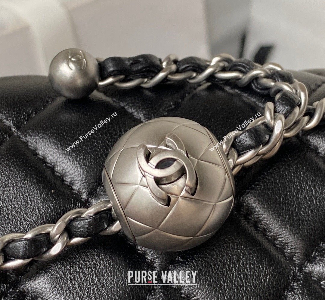 Chanel Pearl on Chain Classic Flap Bag AS1787 Black/Silver 2023 (jiyuan-23111711)
