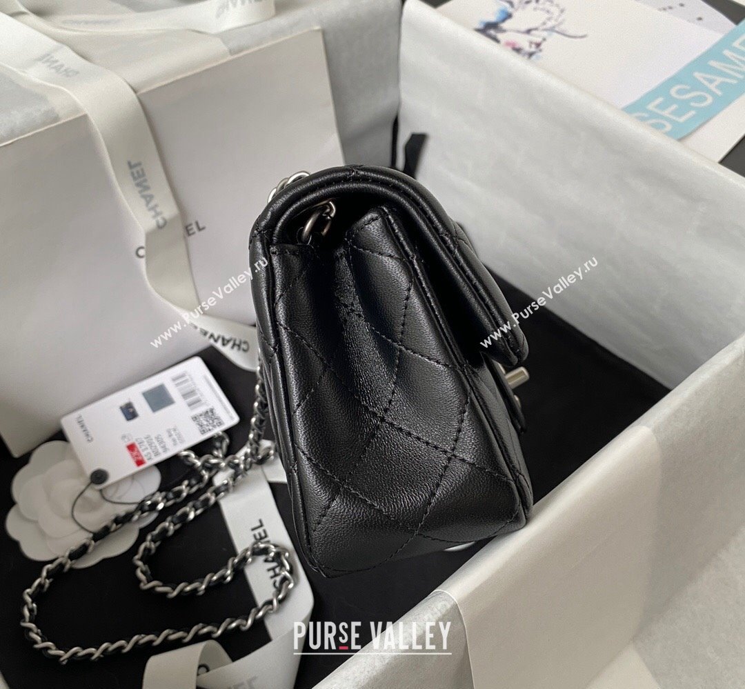 Chanel Pearl on Chain Classic Flap Bag AS1787 Black/Silver 2023 (jiyuan-23111711)
