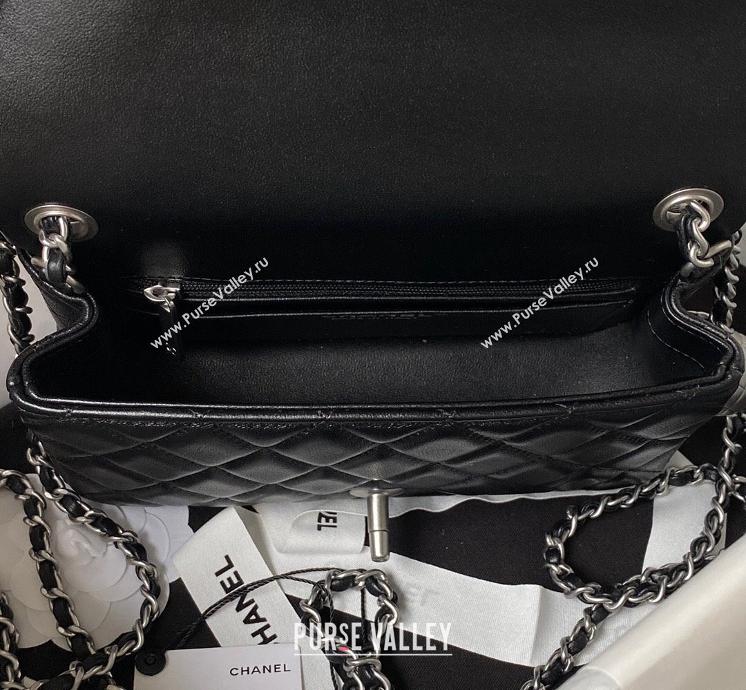 Chanel Pearl on Chain Classic Flap Bag AS1787 Black/Silver 2023 (jiyuan-23111711)