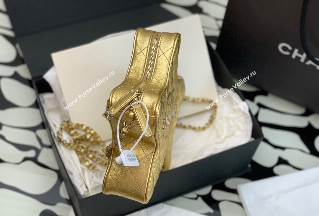 Chanel Lambskin & Gold-Tone Metal Star Handbag AS4579 Metallic Gold 2023 (jiyuan-23111602)