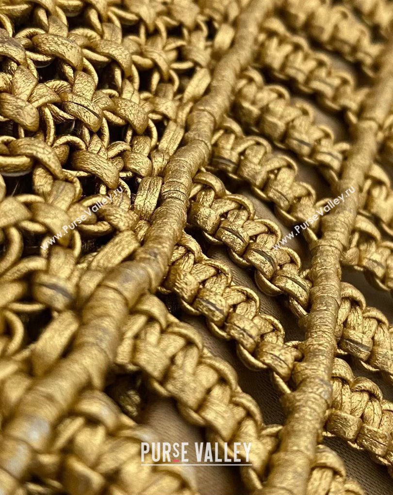 Chanel metallic calfskin macrame CHANEL 22 Mini Handbag AS3980 Gold 2023 (jiyuan-23111604)