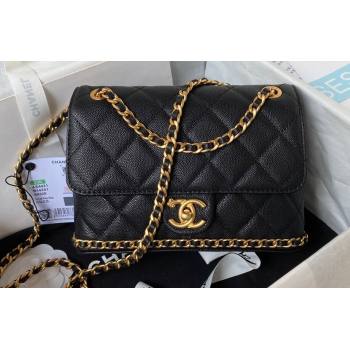 Chanel Grained Calfskin & Gold-Tone Metal Chain Flap Bag AS4431 Black 2023 (jiyuan-23111706)