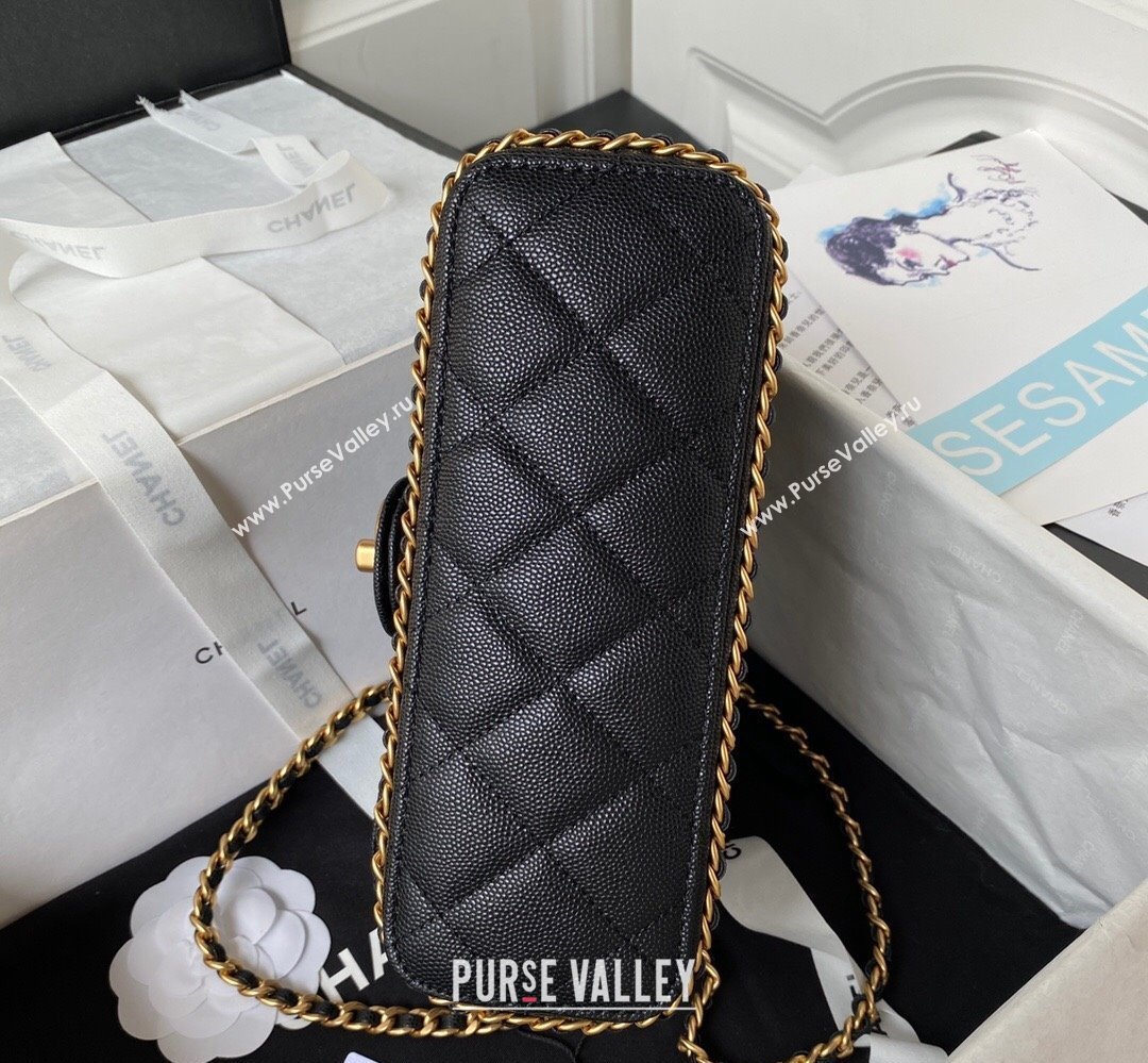 Chanel Grained Calfskin & Gold-Tone Metal Chain Flap Bag AS4431 Black 2023 (jiyuan-23111706)