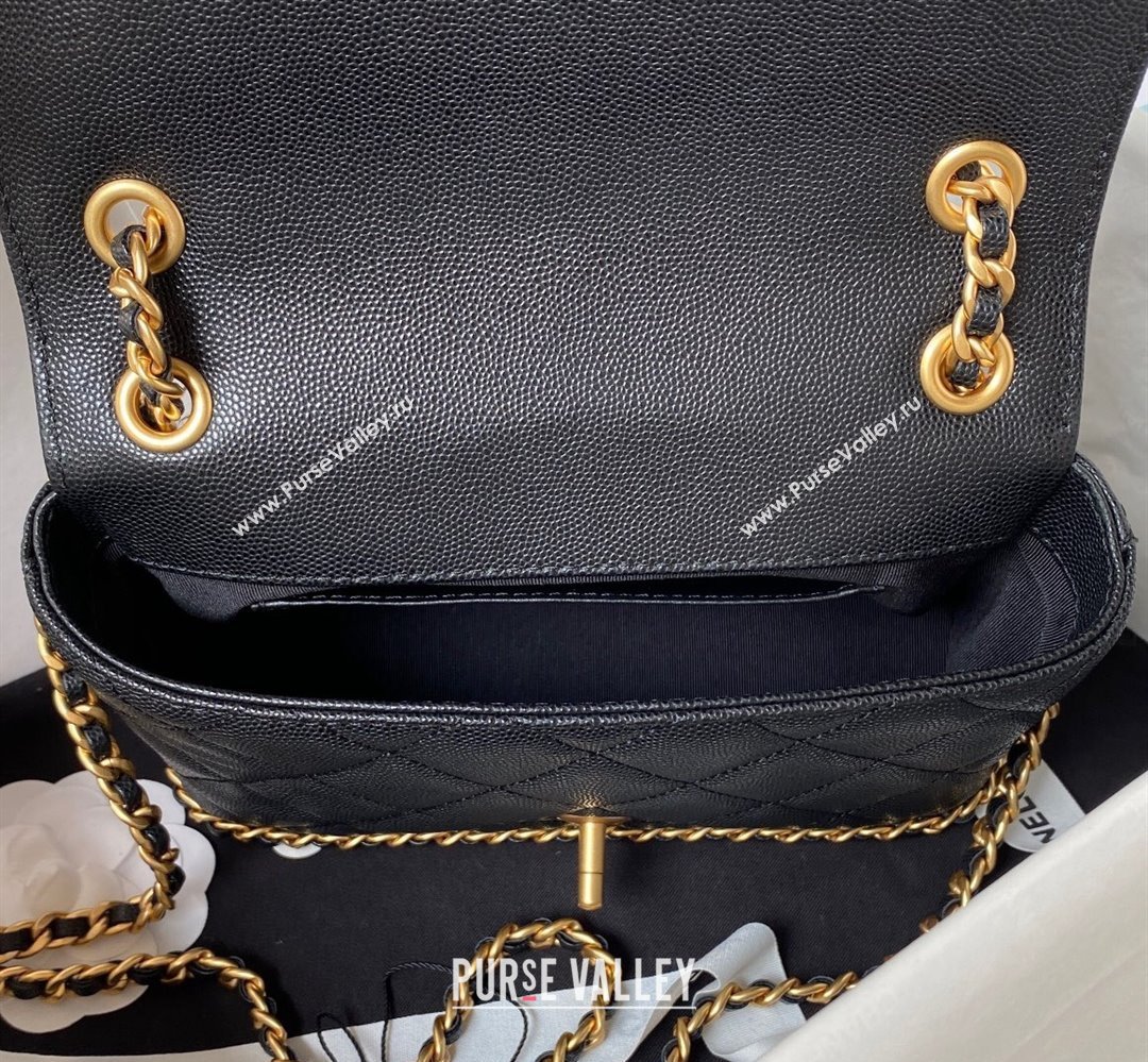 Chanel Grained Calfskin & Gold-Tone Metal Chain Flap Bag AS4431 Black 2023 (jiyuan-23111706)