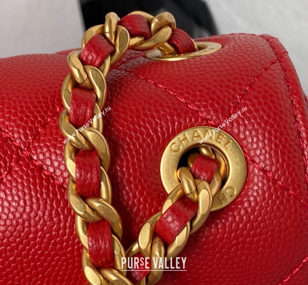 Chanel Grained Calfskin & Gold-Tone Metal Chain Flap Bag AS4431 Red 2023 (jiyuan-23111708)
