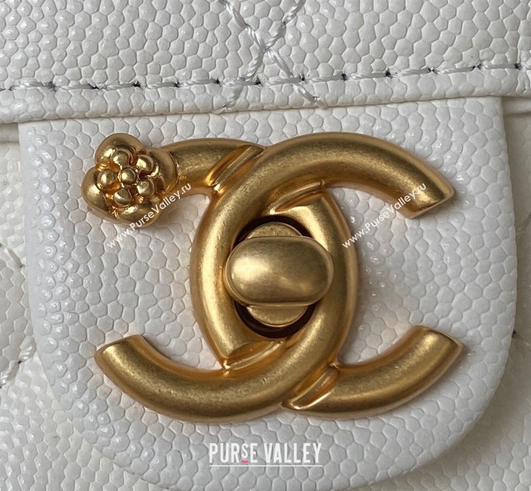 Chanel Grained Calfskin & Gold-Tone Metal Chain Flap Bag AS4431 White 2023 (jiyuan-23111707)