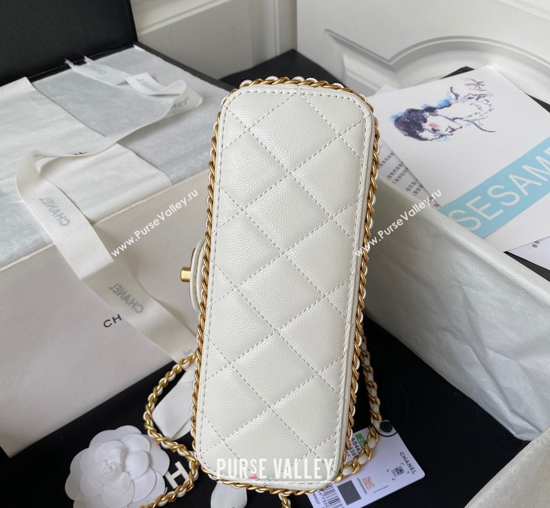 Chanel Grained Calfskin & Gold-Tone Metal Chain Flap Bag AS4431 White 2023 (jiyuan-23111707)