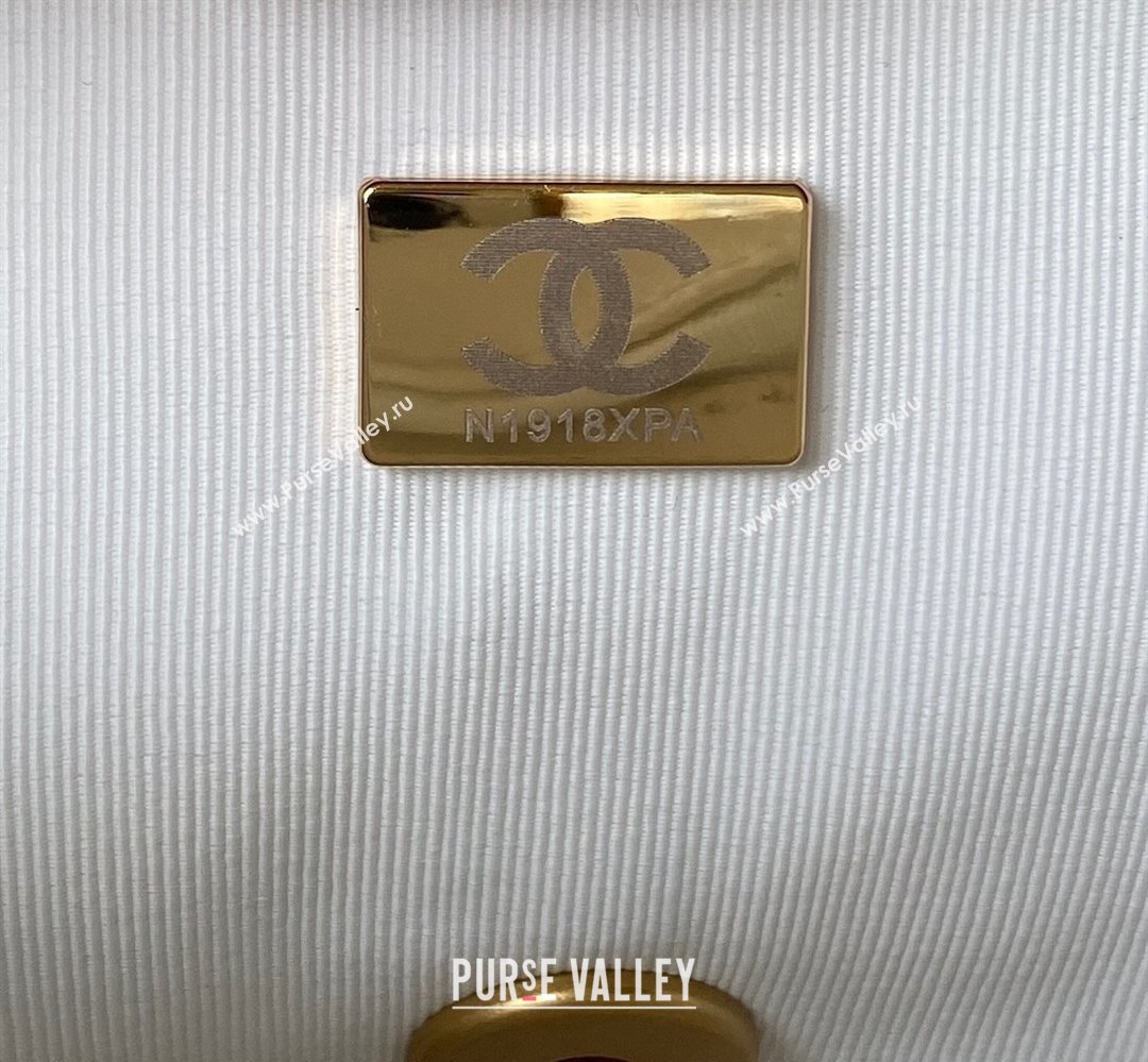 Chanel Grained Calfskin & Gold-Tone Metal Chain Flap Bag AS4431 White 2023 (jiyuan-23111707)