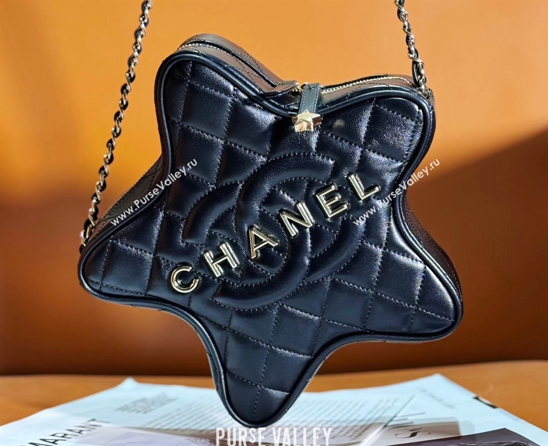 Chanel Lambskin & Gold-Tone Metal Star Handbag AS4579 Black 2023 (jiyuan-23111601)