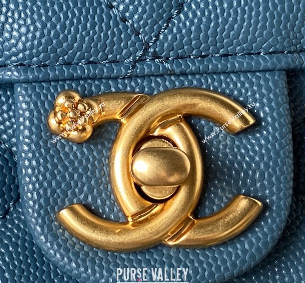 Chanel Grained Calfskin & Gold-Tone Metal Chain Flap Bag AS4431 Blue 2023 (jiyuan-23111710)