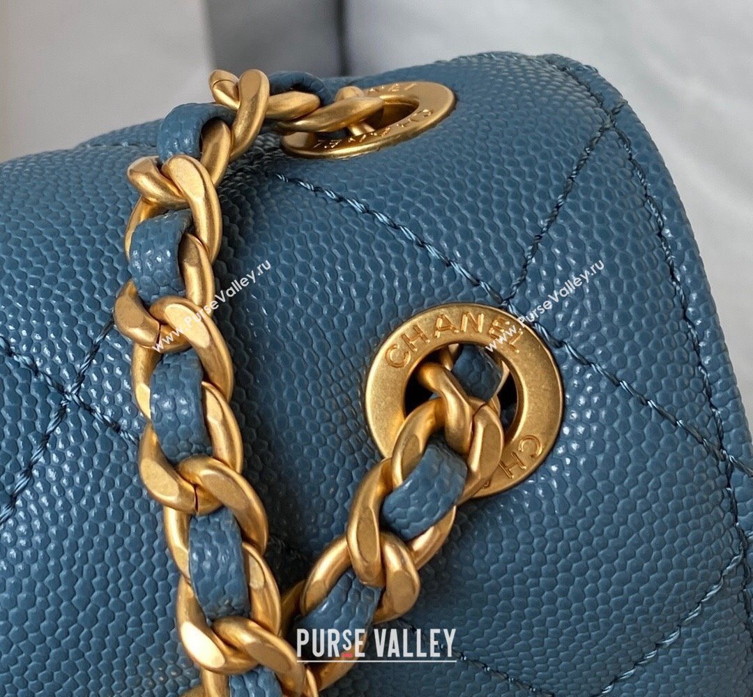 Chanel Grained Calfskin & Gold-Tone Metal Chain Flap Bag AS4431 Blue 2023 (jiyuan-23111710)