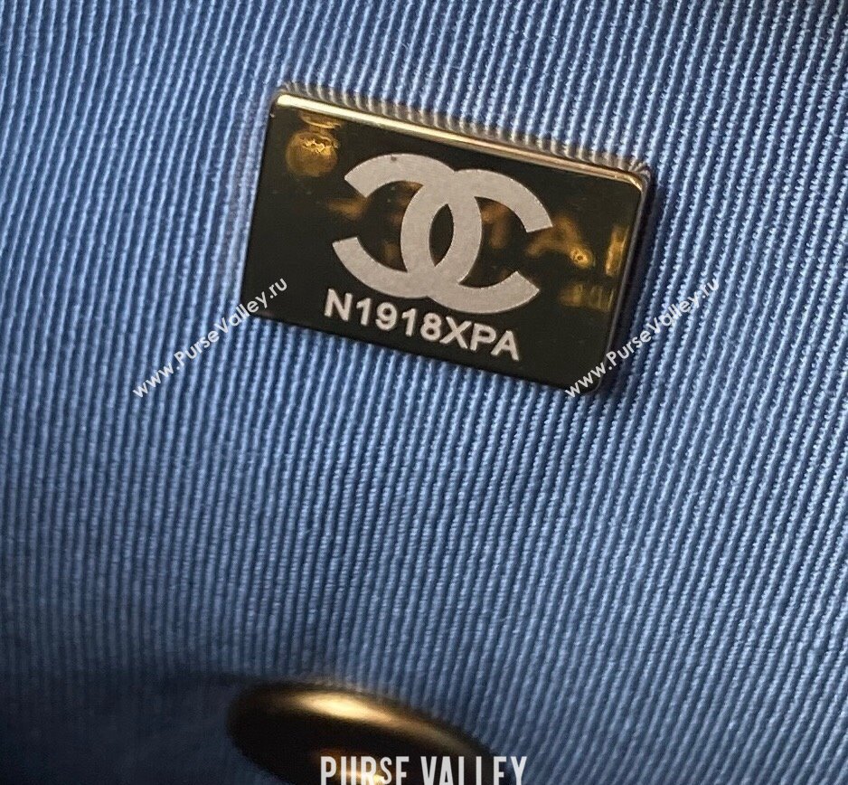 Chanel Grained Calfskin & Gold-Tone Metal Chain Flap Bag AS4431 Blue 2023 (jiyuan-23111710)