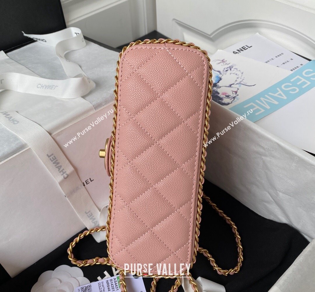 Chanel Grained Calfskin & Gold-Tone Metal Chain Flap Bag AS4431 Pink 2023 (jiyuan-23111709)