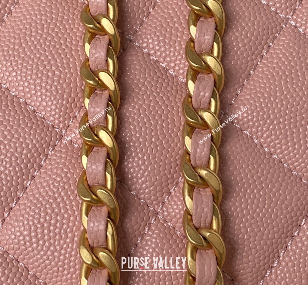 Chanel Grained Calfskin & Gold-Tone Metal Chain Flap Bag AS4431 Pink 2023 (jiyuan-23111709)