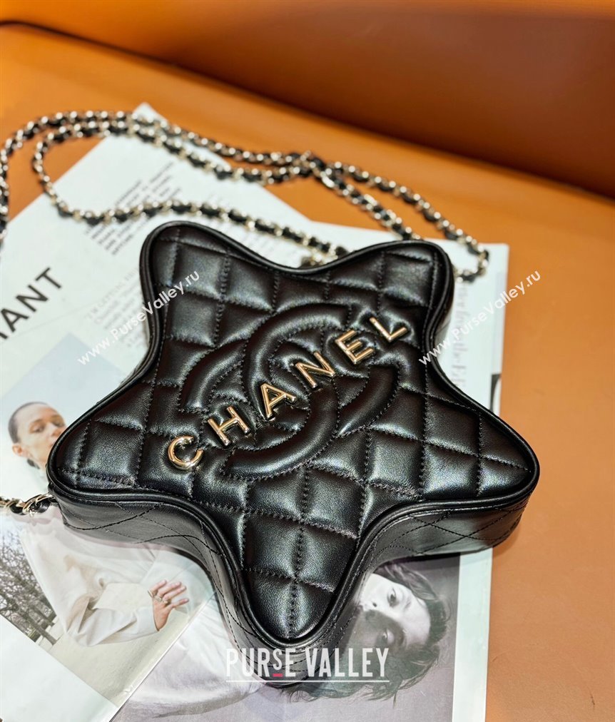 Chanel Lambskin & Gold-Tone Metal Star Handbag AS4579 Black 2023 (jiyuan-23111601)