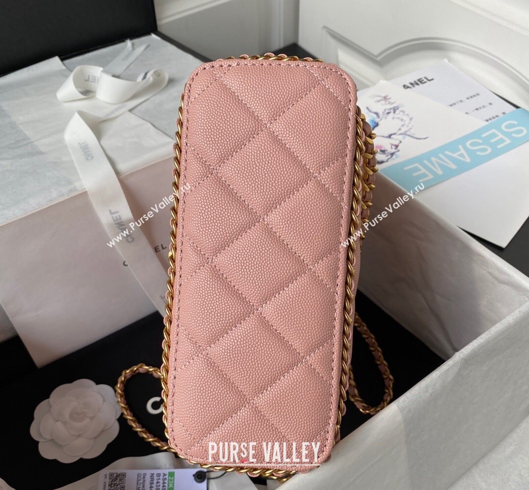 Chanel Grained Calfskin & Gold-Tone Metal Chain Backpack Bag AS4490 Pink 2023 (jiyuan-23111632)