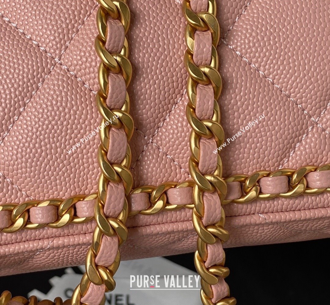 Chanel Grained Calfskin & Gold-Tone Metal Chain Backpack Bag AS4490 Pink 2023 (jiyuan-23111632)