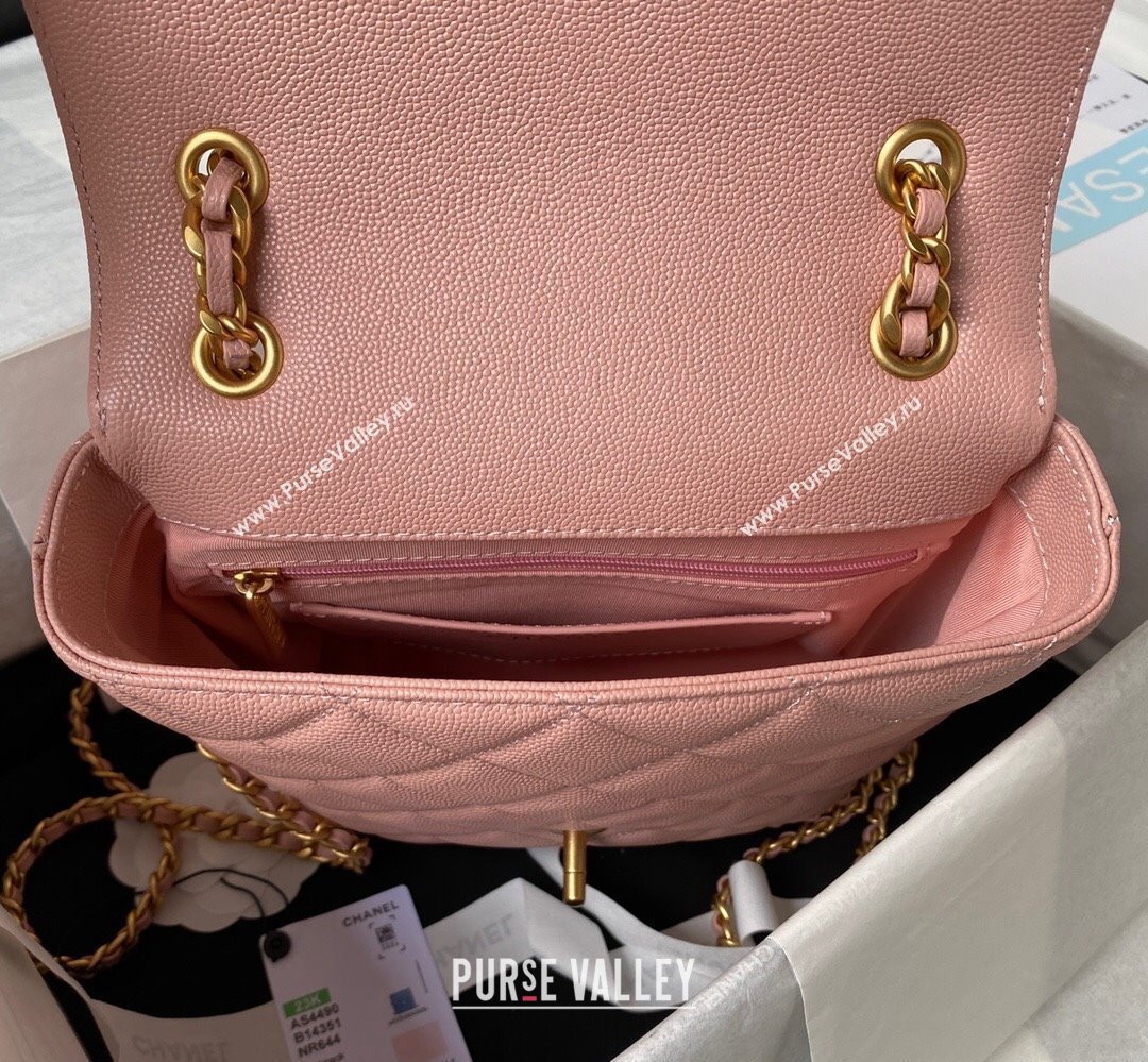 Chanel Grained Calfskin & Gold-Tone Metal Chain Backpack Bag AS4490 Pink 2023 (jiyuan-23111632)