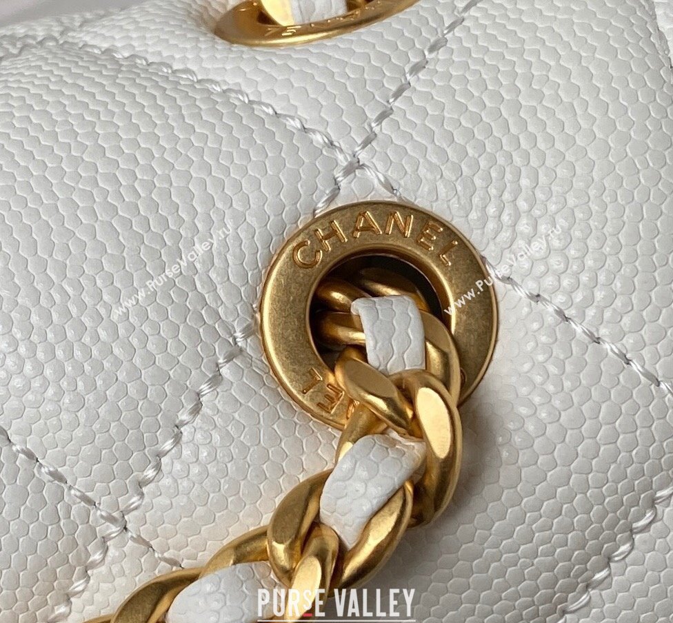 Chanel Grained Calfskin & Gold-Tone Metal Chain Backpack Bag AS4490 White 2023 (jiyuan-23111629)