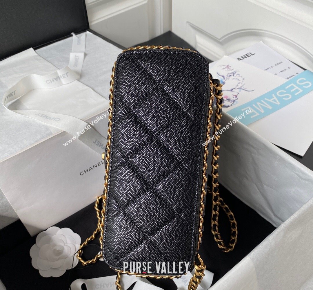 Chanel Grained Calfskin & Gold-Tone Metal Chain Backpack Bag AS4490 Black 2023 (jiyuan-23111628)