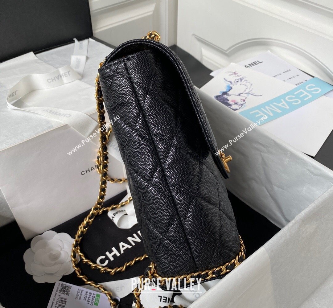 Chanel Grained Calfskin & Gold-Tone Metal Chain Backpack Bag AS4490 Black 2023 (jiyuan-23111628)