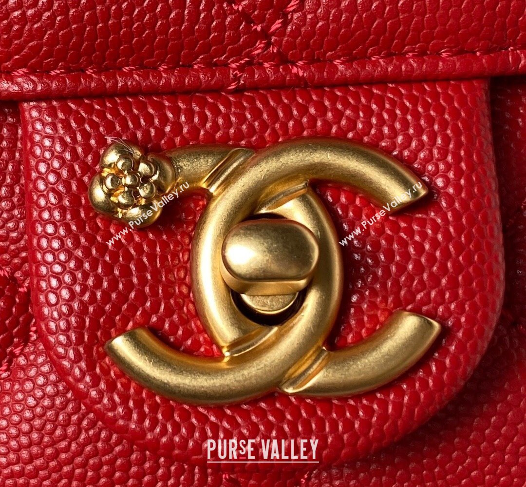 Chanel Grained Calfskin & Gold-Tone Metal Chain Backpack Bag AS4490 Red 2023 (jiyuan-23111631)
