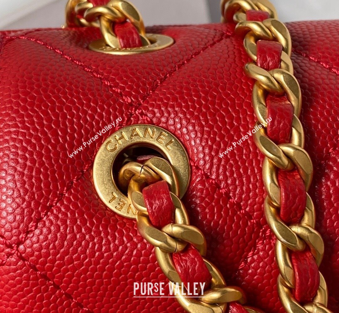 Chanel Grained Calfskin & Gold-Tone Metal Chain Backpack Bag AS4490 Red 2023 (jiyuan-23111631)