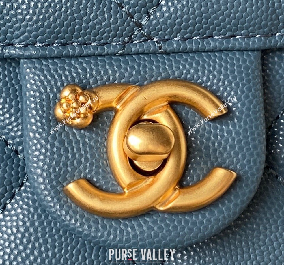 Chanel Grained Calfskin & Gold-Tone Metal Chain Backpack Bag AS4490 Blue 2023 (jiyuan-23111633)